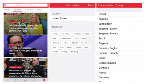 Opera Mini per iOS - Newsreader