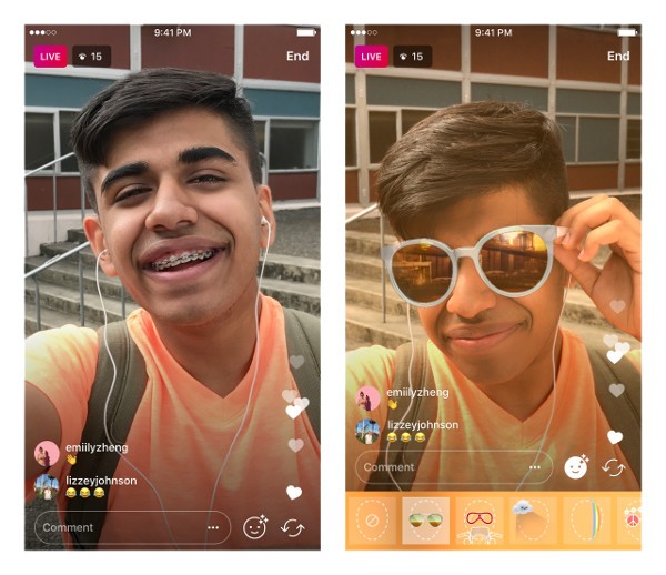 Instagram, arrivano i filtri facciali per i Live