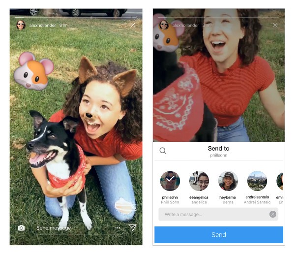 Instagram, le Storie si condividono su Direct