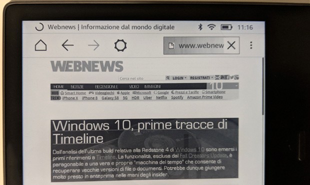 Il browser sperimentale integrato nel Kindle Oasis (2017) di Amazon