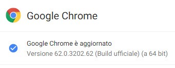 Il browser Chome di Google è stato aggiornato alla versione 62