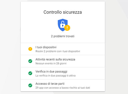 Novità per il Controllo Sicurezza dell'account Google