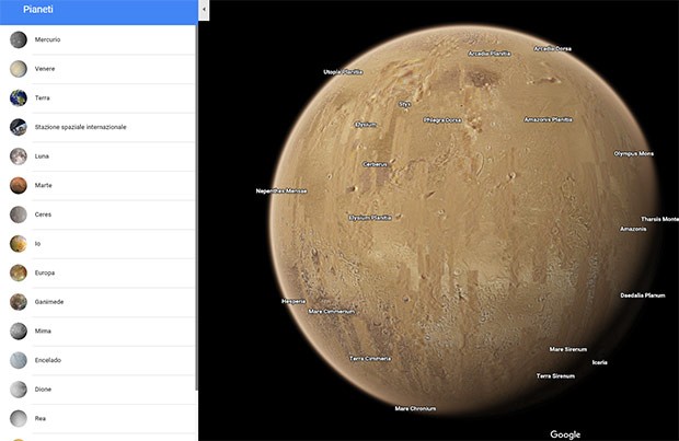 Il pianeta Marte su Google Maps