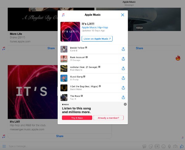 Facebook Messenger abbraccia Apple Music