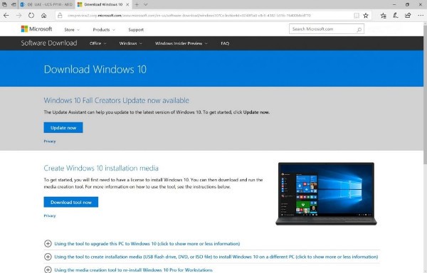 Windows 10 Fall Creators Update, forzare l'update