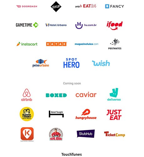 L'elenco dei partner disponibili al lancio del sistema Pay with Google, ognuno con la sua applicazione Android ufficiale