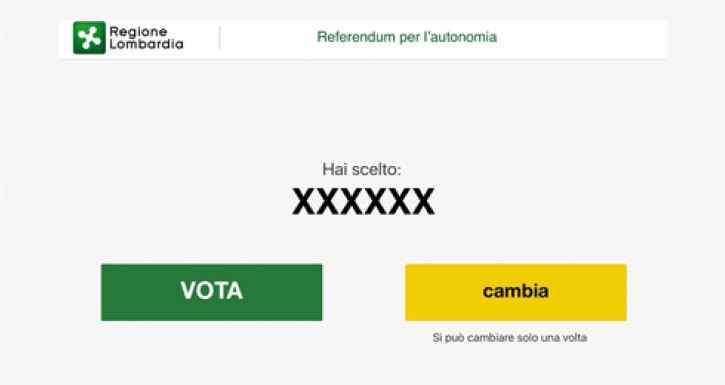 Voto elettronico, terzo step: confermare la scelta con "Vota" oppure modificarla con "Cambia"