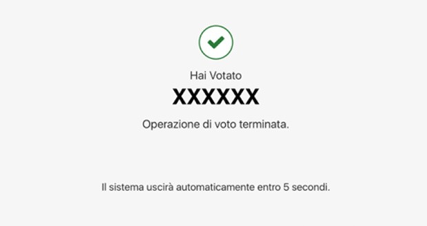 Voto elettronico, fine: l'operazione viene conclusa automaticamente cinque secondi dopo la conferma