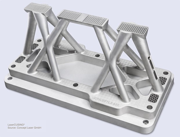 Una componente realizzata con la stampante 3D di General Electric