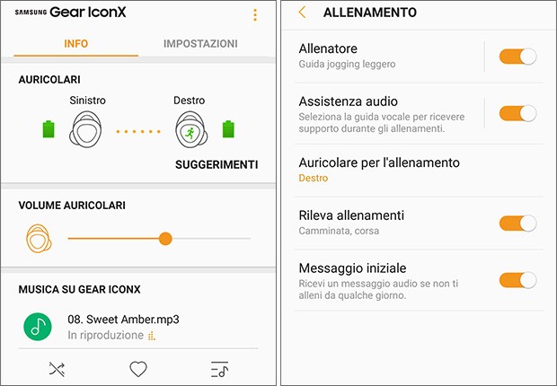 L'applicazione mobile per configurare Samsung Gear IconX (2018) e le sue funzionalità