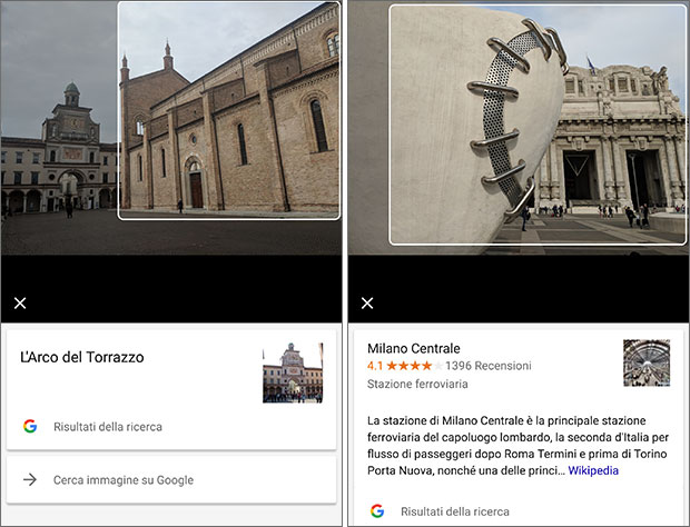 Google Lens analizza le immagini e ne identifica in modo del tutto automatico il contenuto, fornendo così all'utente informazioni dettagliate e coerenti