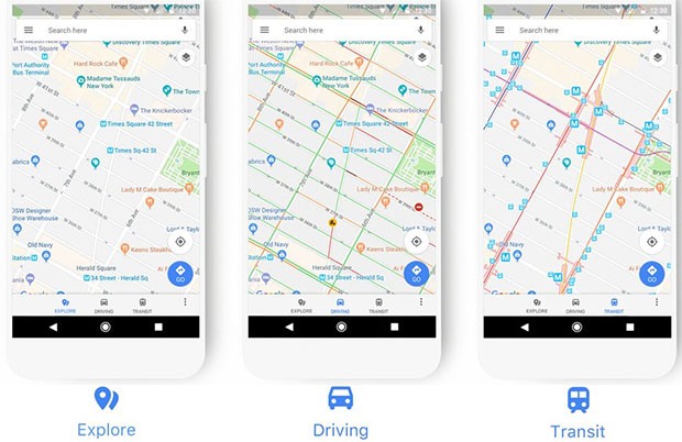 Il nuovo look dell'app di Google Maps