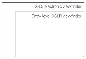 Le dimensioni del mirino elettronico della Fujifilm X-E3 a confronto con quelle delle unità montate su una DSLR entry level