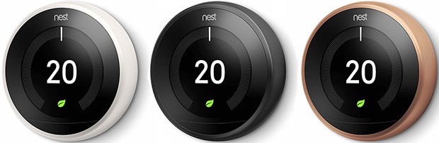 Nest Learning Thermostat nelle colorazioni bianco, nero e rame