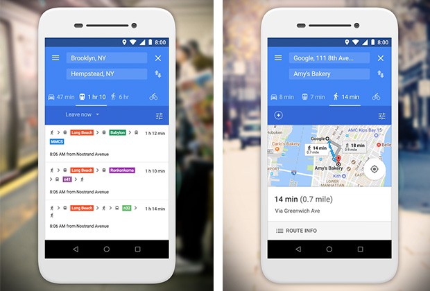 Screenshot per l'applicazione Google Maps Go in esecuzione su smartphone Android