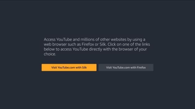 Messaggio YouTube su Fire TV