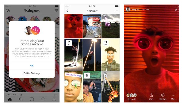 Instagram, le Storie si possono archiviare