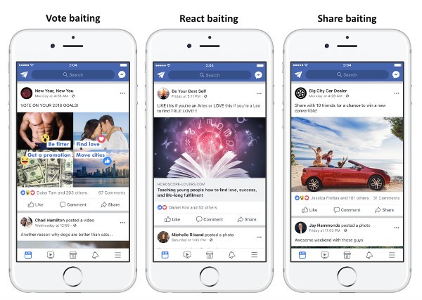 Facebook punirà l'engagement bait