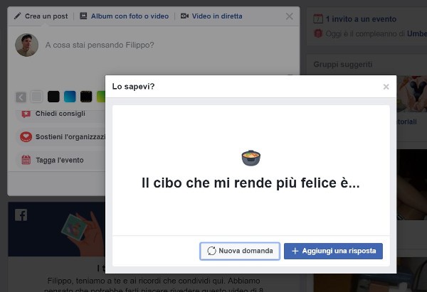 Facebook ha una domanda per te