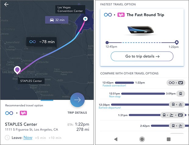 L'applicazione di Virgin Hyperloop One, realizzata in collaborazione con HERE