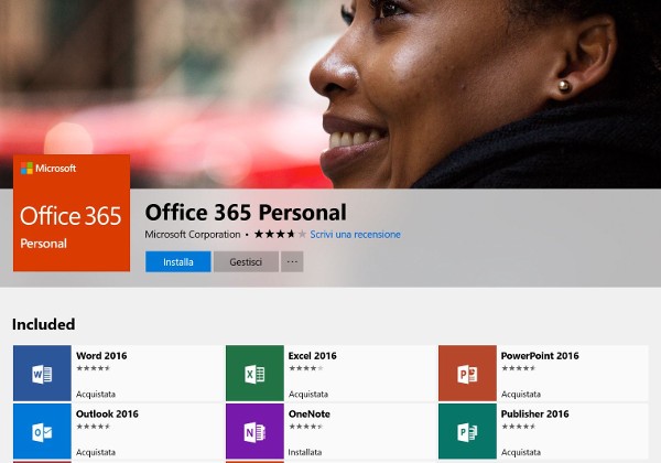 Office 365 disponibile nel Microsoft Store