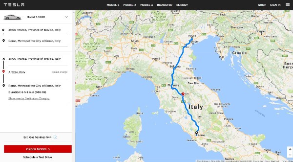 Tesla, i viaggi si pianificano dal PC di casa