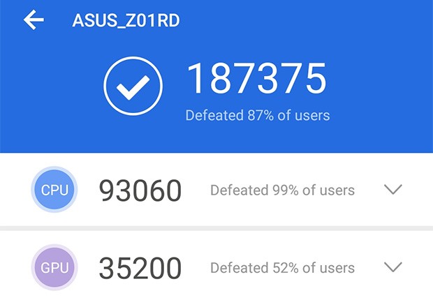 ASUS Zenfone 5Z: i risultati del benchmark AnTuTu con modalità AI Boost attiva