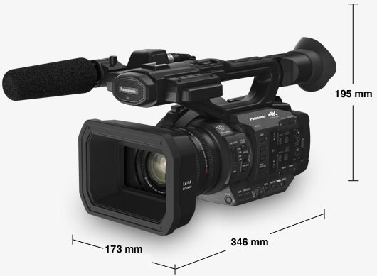 Le dimensioni della videocamera Panasonic HC-X1E