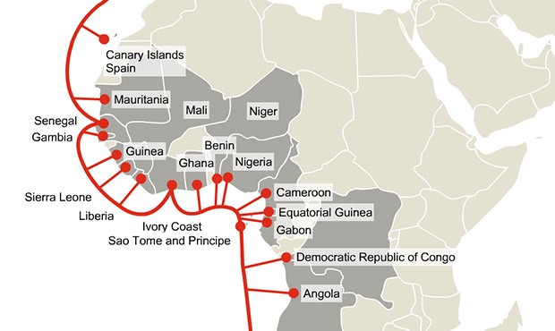 Il cavo ACE (African Coast to Europe) che connette 22 paesi tra la Francia e il Sudafrica