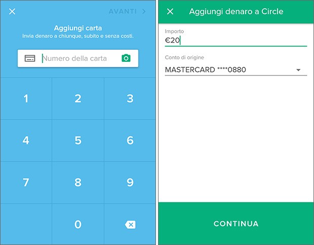 Circle Pay: collegare una carta di credito al proprio account e aggiungere fondi