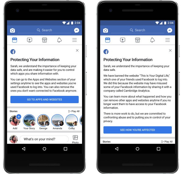 Facebook notifica la violazione di dati