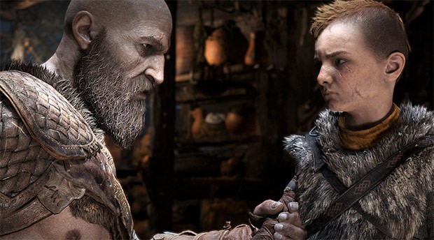 Uno screenshot per God of War: Kratos con il giovane figlio