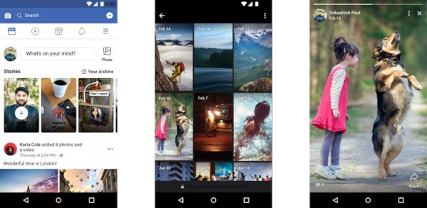Facebook, archivio per le Storie