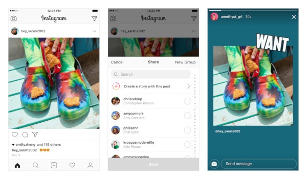 Instagram, condivisione dei post nelle Storie