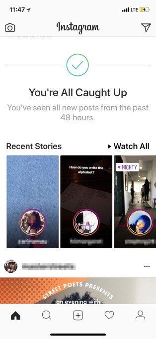 Instagram, nuova funzione You’re all caught up