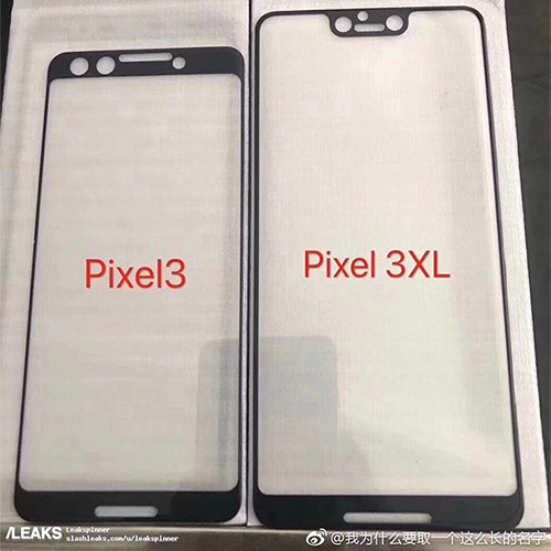 Le protezioni dello schermo che sembrano anticipare le dimensioni e il design anteriore degli smartphone Pixel 3 e Pixel 3 XL di Google