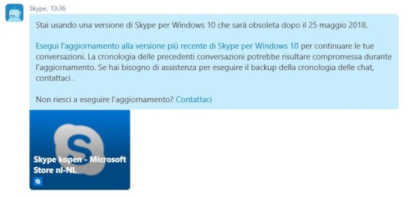 Skype, dismesse le vecchie versioni di Windows 10?