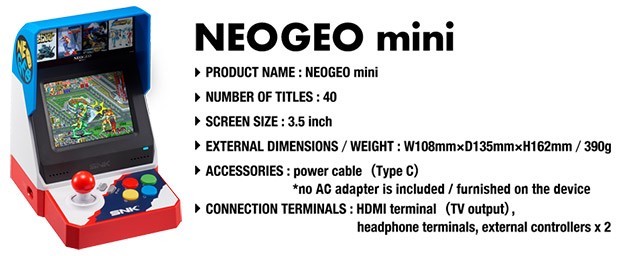 Il design e le caratteristiche tecniche di NEOGEO Mini