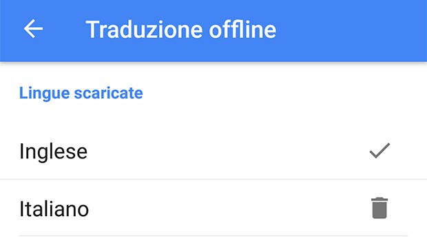 Tra le impostazioni di Google Traduttore è possibile selezionare i pacchetti relativi alle varie lingue per effettuare le traduzioni in modalità offline