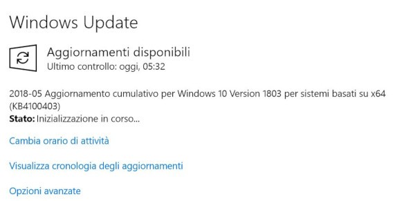 Microsoft aggiorna Windows 10 Aprile 2018 Update