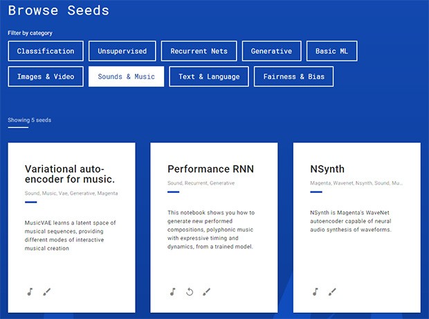 Alcuni degli esempi ospitati dalla piattaforma