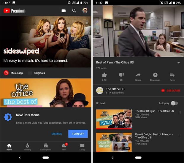 Il tema scuro per l'interfaccia di YouTube raggiunge i dispositivi Android