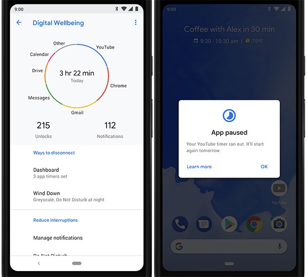 Android 9 Pie: la nuova dashboard e il timer per le app