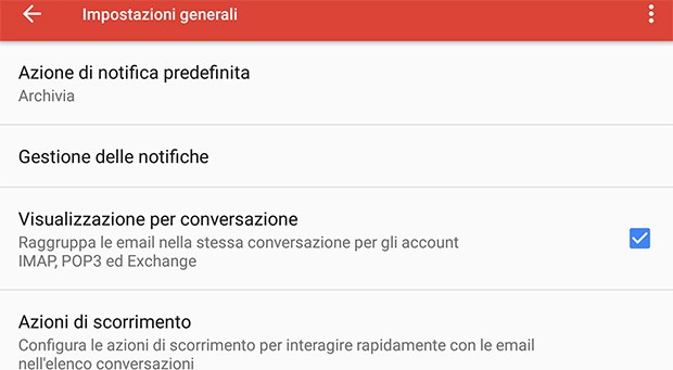 L'impostazione per attivare o disattivare la visualizzazione dei messaggi all'interno di conversazioni è stata introdotta da Google anche nell'app mobile di Gmail