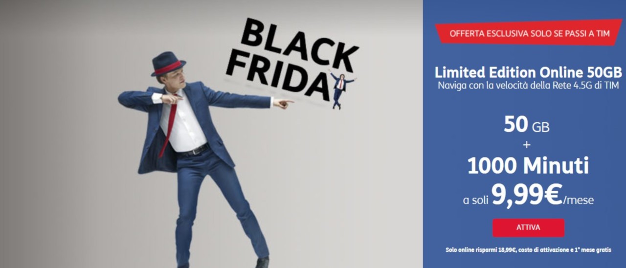 Black Friday: TIM Limited Edition Online 50GB Black Friday: TIM Limited Edition Online 50GB