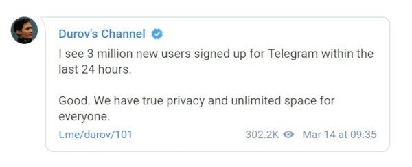 Telegram, 3 milioni di utenti in più grazie a Facebook