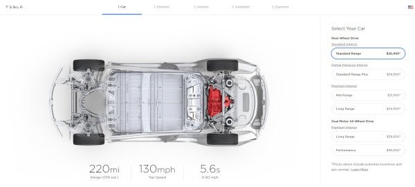 Tesla Model 3, arriva la versione Standard Range