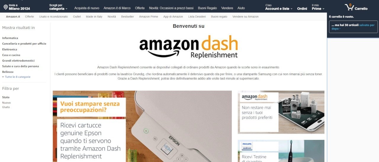 Amazon Dash Replenishment arriva in italia