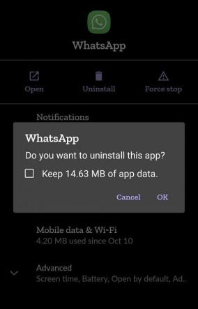 WhatsApp check box data