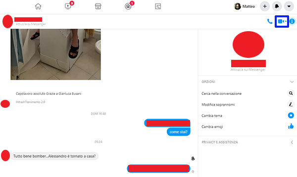 La schermata di Facebook Messenger su PC